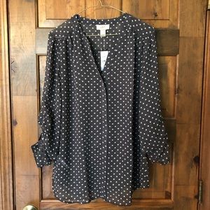 Loft Polka Dot Long Sleeved Blouse